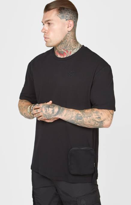 SikSilk muškarci crna oversized majica s džepovima D088399 odjeća