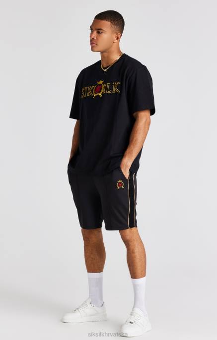 SikSilk muškarci crna oversized majica s grbom D088373 odjeća