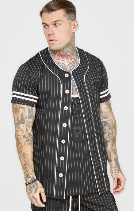 SikSilk muškarci crni bejzbolski dres D088390 odjeća