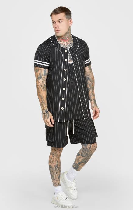 SikSilk muškarci crni bejzbolski dres D088390 odjeća