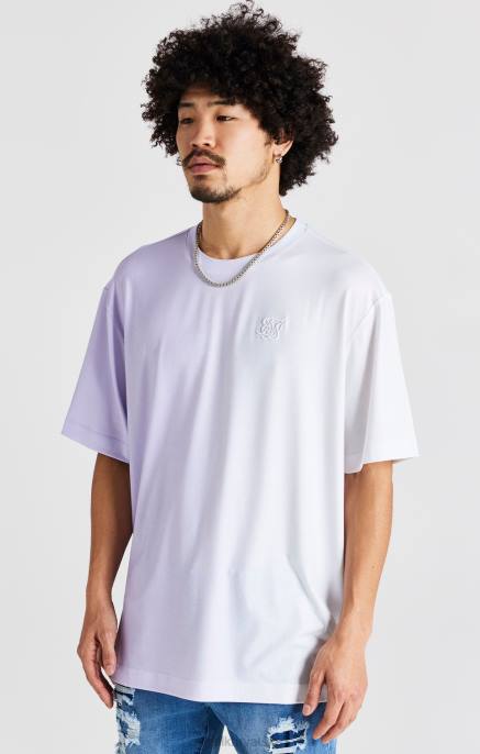 SikSilk muškarci oversized majica kratkih rukava s ljubičastim printom D088405 odjeća