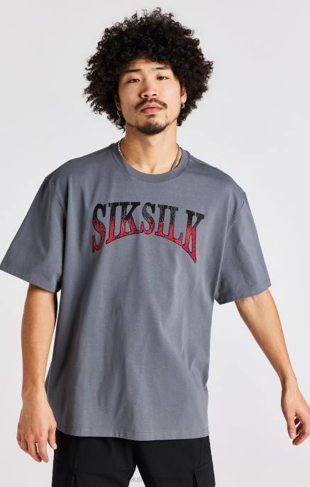 SikSilk muškarci siva majica kratkih rukava sa kamenčićima D088400 odjeća