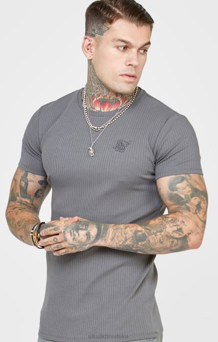 SikSilk muškarci siva rebrasta pletena majica D088374 odjeća