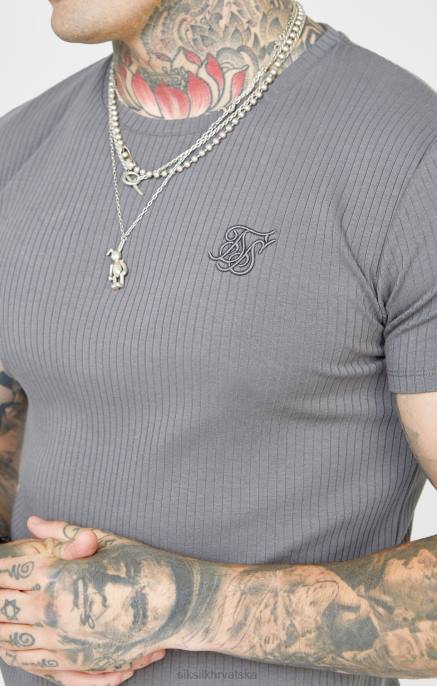 SikSilk muškarci siva rebrasta pletena majica D088374 odjeća