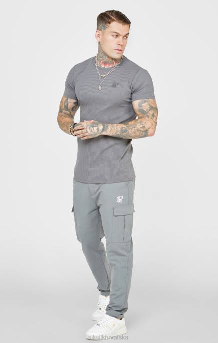 SikSilk muškarci siva rebrasta pletena majica D088374 odjeća