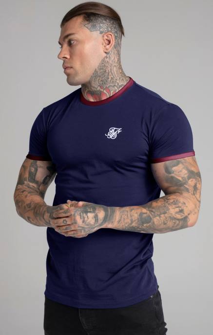 SikSilk muškarci tamnoplava majica kratkih rukava na zvonce D088366 odjeća