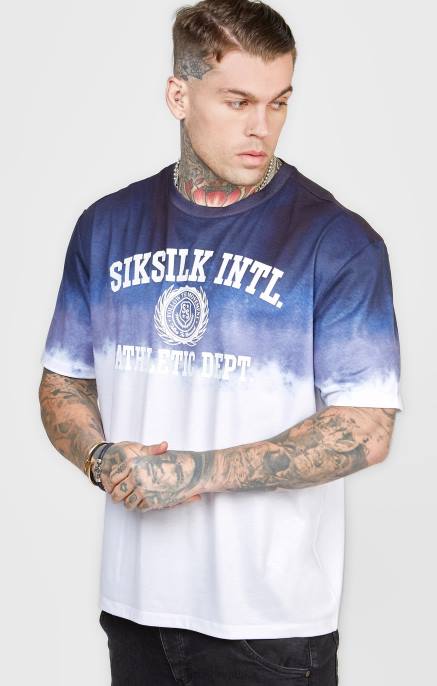 SikSilk muškarci tamnoplava majica kratkih rukava s grafičkim izbljeđivanjem D088384 odjeća