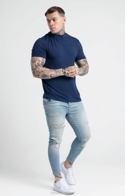 SikSilk muškarci tamnoplava majica s visokim ovratnikom D088379 odjeća