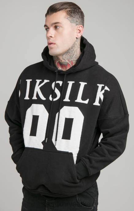 SikSilk muškarci crna majica s kapuljačom opuštenog kroja na spuštena ramena D088448 odjeća