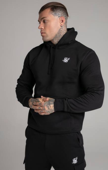 SikSilk muškarci crna osnovna majica s kapuljačom preko glave D088422 odjeća