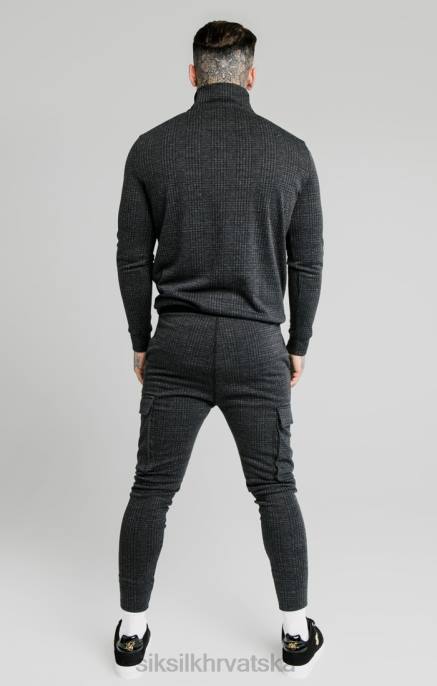 SikSilk muškarci majica s kapuljačom s kapuljačom u kariranom tonu - siva D088450 odjeća