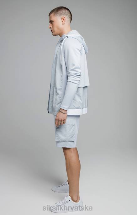 SikSilk muškarci plava adaptirana majica s kapuljačom od zdrobljenog najlona D088455 odjeća