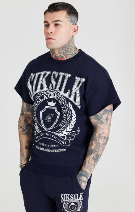 SikSilk muškarci tamnoplava sveučilišna majica D088445 odjeća