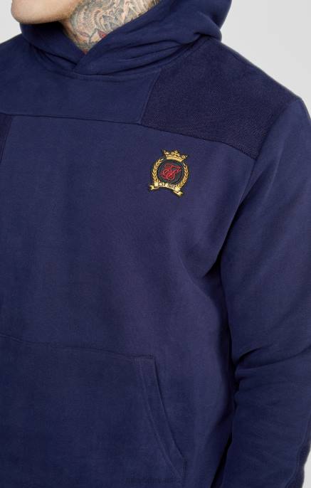 SikSilk muškarci tamnoplavi kroj i šivanje obrnuto prevelika majica s kapuljačom D088435 odjeća