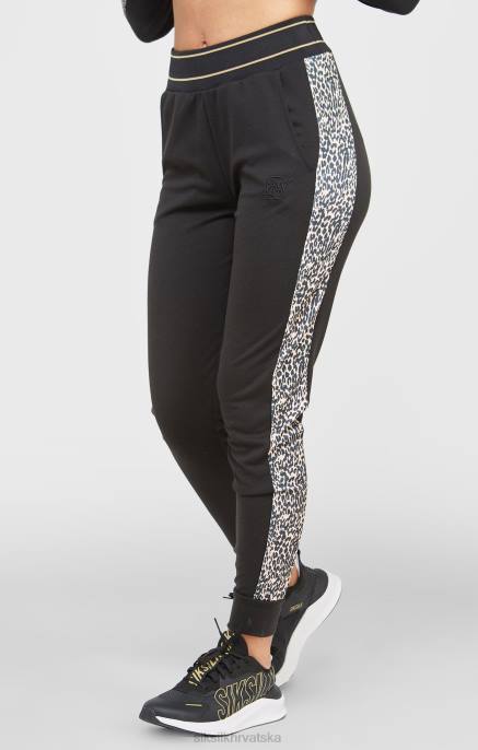 SikSilk žene crne trenirke s uzorkom leoparda D088174 odjeća