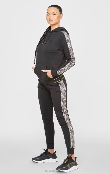 SikSilk žene crne trenirke s uzorkom leoparda D088174 odjeća