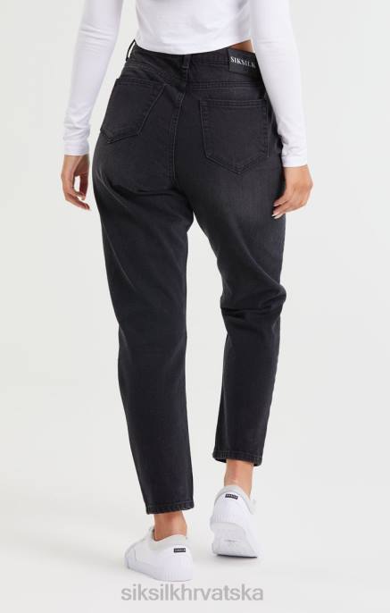 SikSilk žene isprani crni traper do koljena mom jean D088191 odjeća