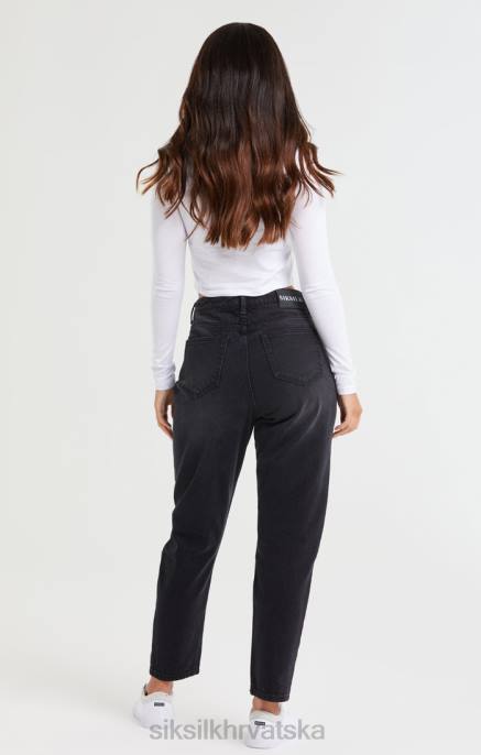 SikSilk žene isprani crni traper do koljena mom jean D088191 odjeća