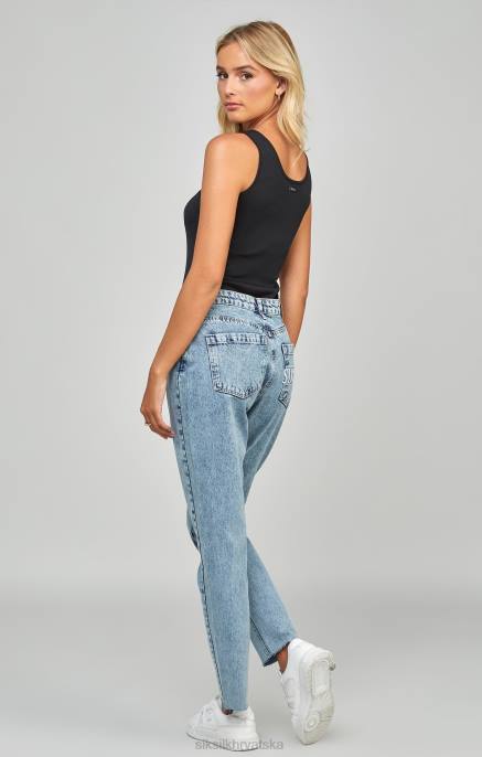 SikSilk žene svijetloplavi isprani izvezeni mama jean D088190 odjeća