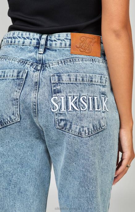 SikSilk žene svijetloplavi isprani izvezeni mama jean D088190 odjeća