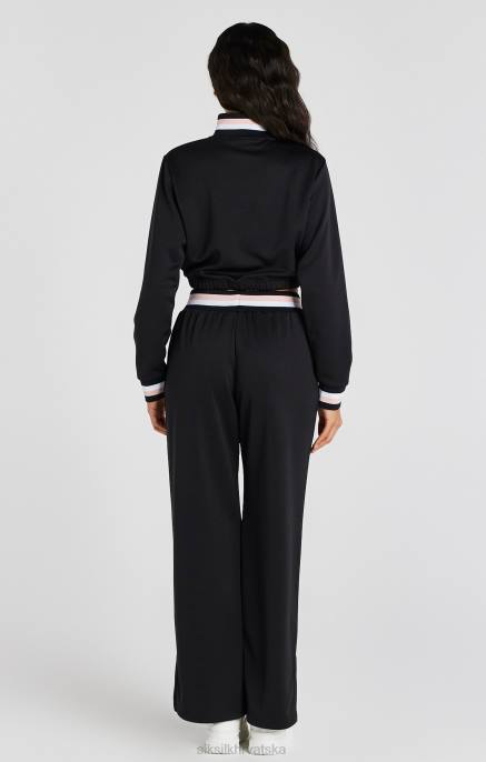 SikSilk žene crne sveučilišne trenirke širokih nogavica D088158 odjeća