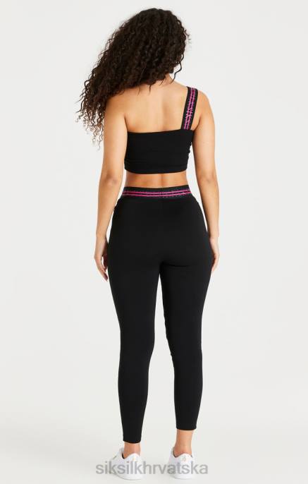 SikSilk žene crna traka skraćena bralette na jedno rame D08871 odjeća