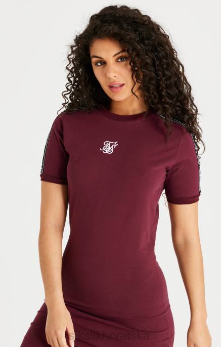 SikSilk žene bordo trakasta haljina uz tijelo D088141 odjeća