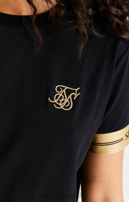 SikSilk žene crna majica kratkih rukava D088143 odjeća