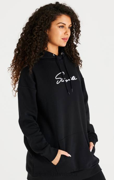 SikSilk žene crna oversize haljina s kapuljačom D088154 odjeća