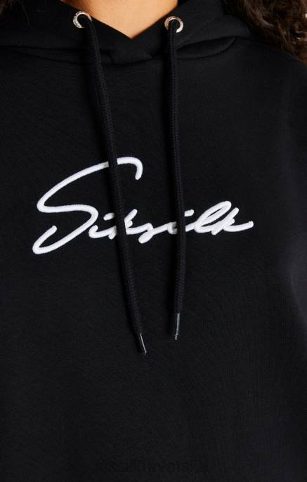 SikSilk žene crna oversize haljina s kapuljačom D088154 odjeća