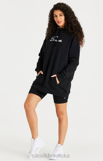 SikSilk žene crna oversize haljina s kapuljačom D088154 odjeća