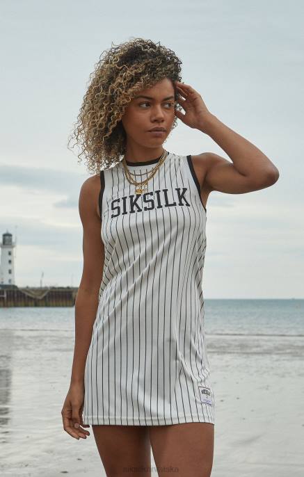 SikSilk žene ecru košarkaška haljina na pruge D088144 odjeća