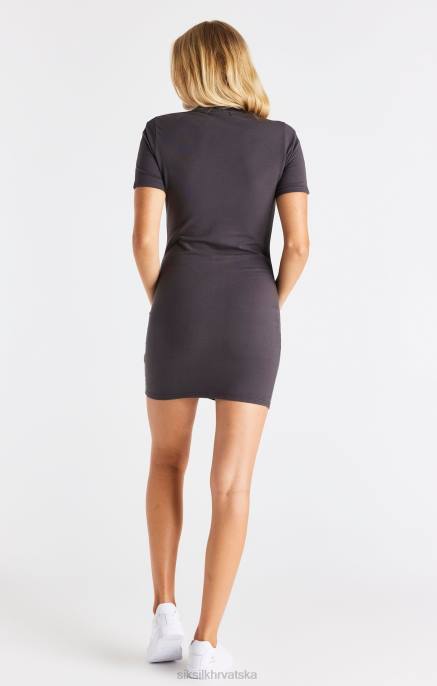 SikSilk žene trakasta haljina kratkih rukava - siva D088155 odjeća