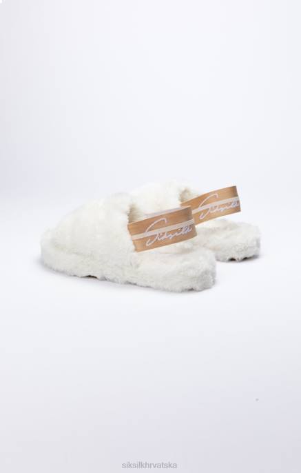 SikSilk žene bijela pahuljasta klizna papuča D088271 obuća