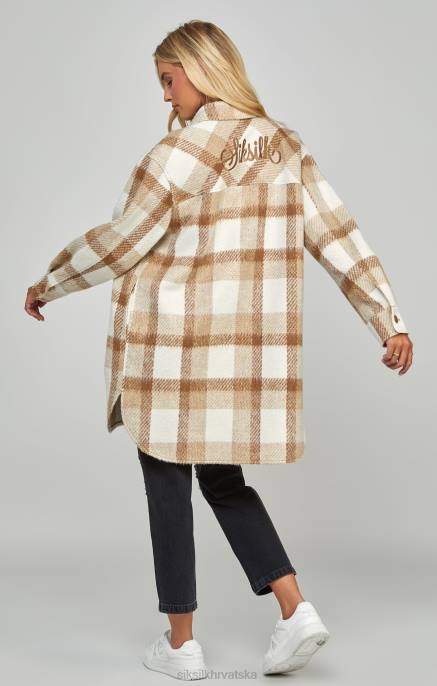 SikSilk žene bež karirana košuljica D088137 odjeća