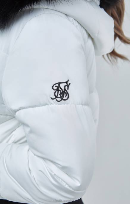 SikSilk žene bijela skraćena parka D088130 odjeća