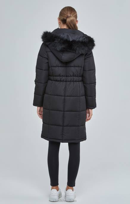 SikSilk žene crna podstavljena parka s parangalom D088129 odjeća