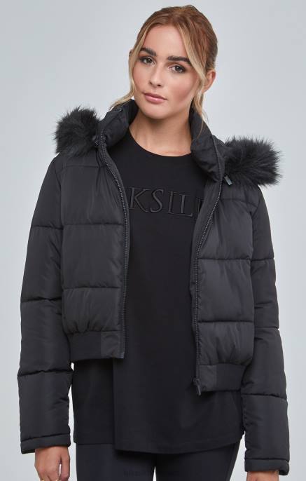 SikSilk žene crna skraćena parka D088127 odjeća