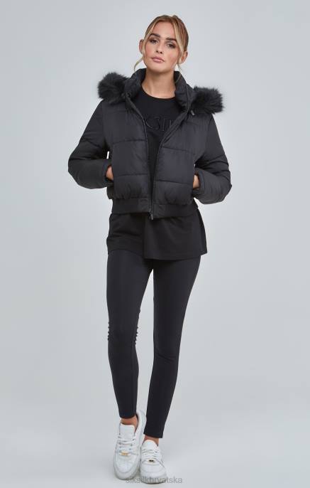 SikSilk žene crna skraćena parka D088127 odjeća
