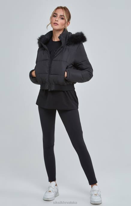 SikSilk žene crna skraćena parka D088127 odjeća