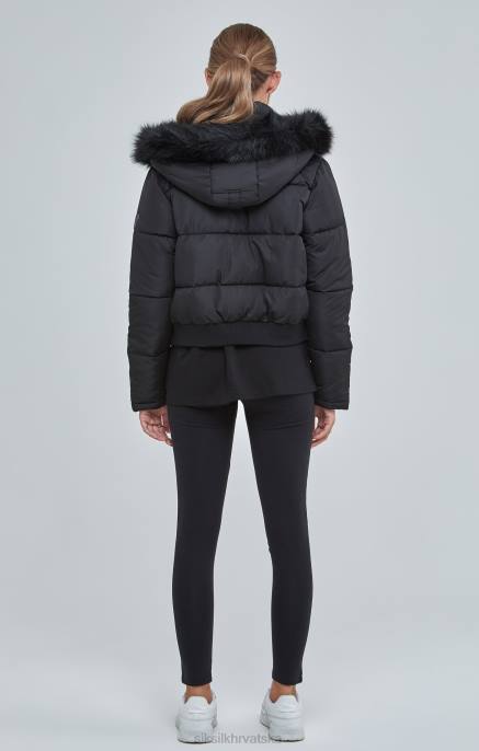 SikSilk žene crna skraćena parka D088127 odjeća