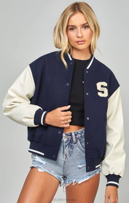 SikSilk žene tamnoplava sveučilišna bomber jakna D088131 odjeća
