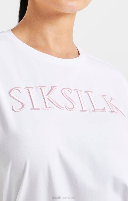 SikSilk žene bijela izvezena boyfriend majica D08869 odjeća