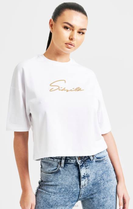 SikSilk žene bijela majica s potpisom D08845 odjeća