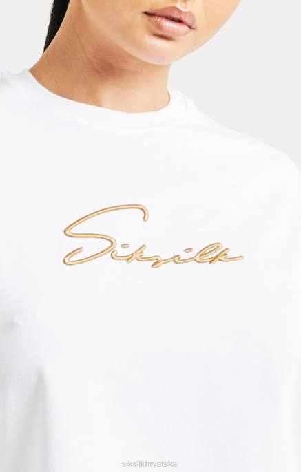 SikSilk žene bijela majica s potpisom D08845 odjeća