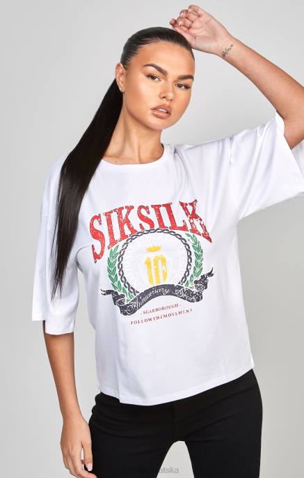SikSilk žene bijela sveučilišna majica kratkih rukava D08853 odjeća