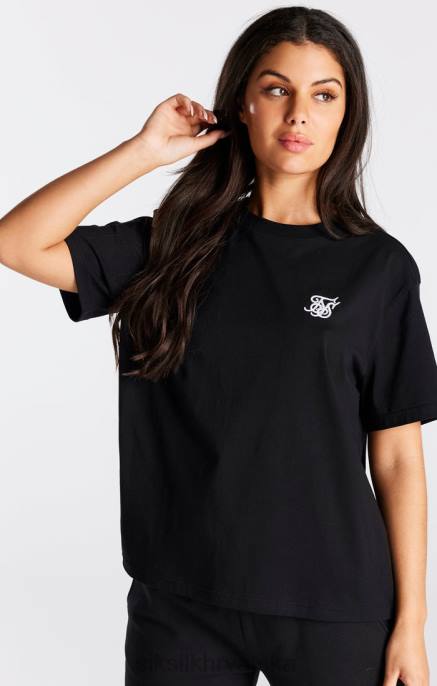 SikSilk žene crna esencijalna boyfriend majica D08840 odjeća