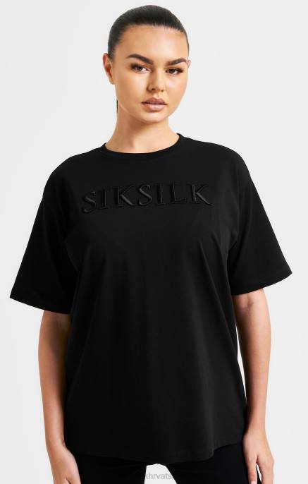 SikSilk žene crna izvezena boyfriend majica D08852 odjeća