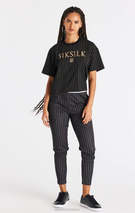 SikSilk žene crna majica na pruge D08866 odjeća