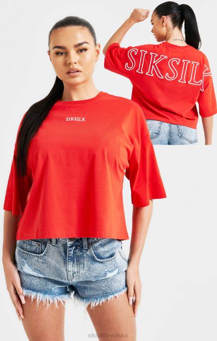 SikSilk žene crop majica s markom crvene boje D08836 odjeća
